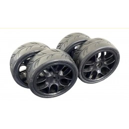 Ride 1/10 Belted Tires 24mm Pre-glued with 10 Spoke Wheel - Grey (4)